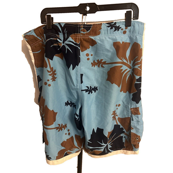 Mens Surf Gear Stig Shorts Swimshorts Tropical Floral Hawaiian Beach Size Medium - Picture 2 of 5